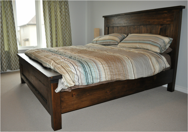 King Farmhouse bed Walnut Stain